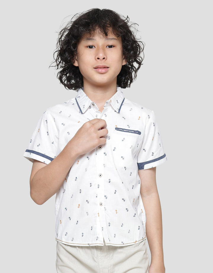 Little M Bike Print Boys Short Sleeve Shirt