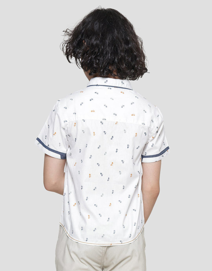 Little M Bike Print Boys Short Sleeve Shirt