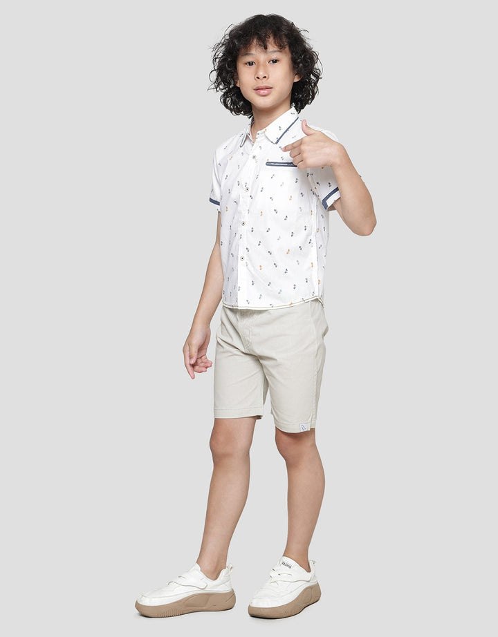 Little M Bike Print Boys Short Sleeve Shirt
