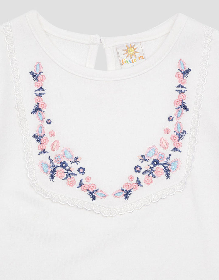Little M Chest Embro Girls T-Shirt