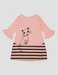 Little M Cat Striped Midi Dress for Girls