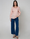 Details Top Woven Shirt With Rib