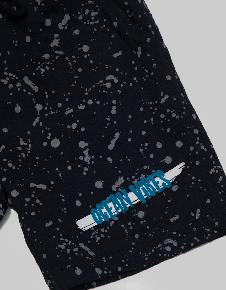 Little M Crop Knit Terry Splash