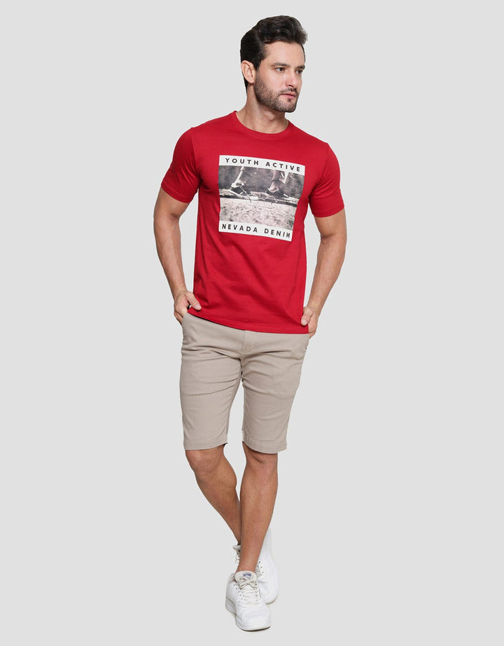 Nevada Round Neck Regular Print Glasses Kaos Lengan Pendek Pria