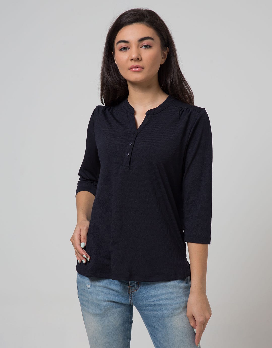 L/S TOP KNIT TXT WS