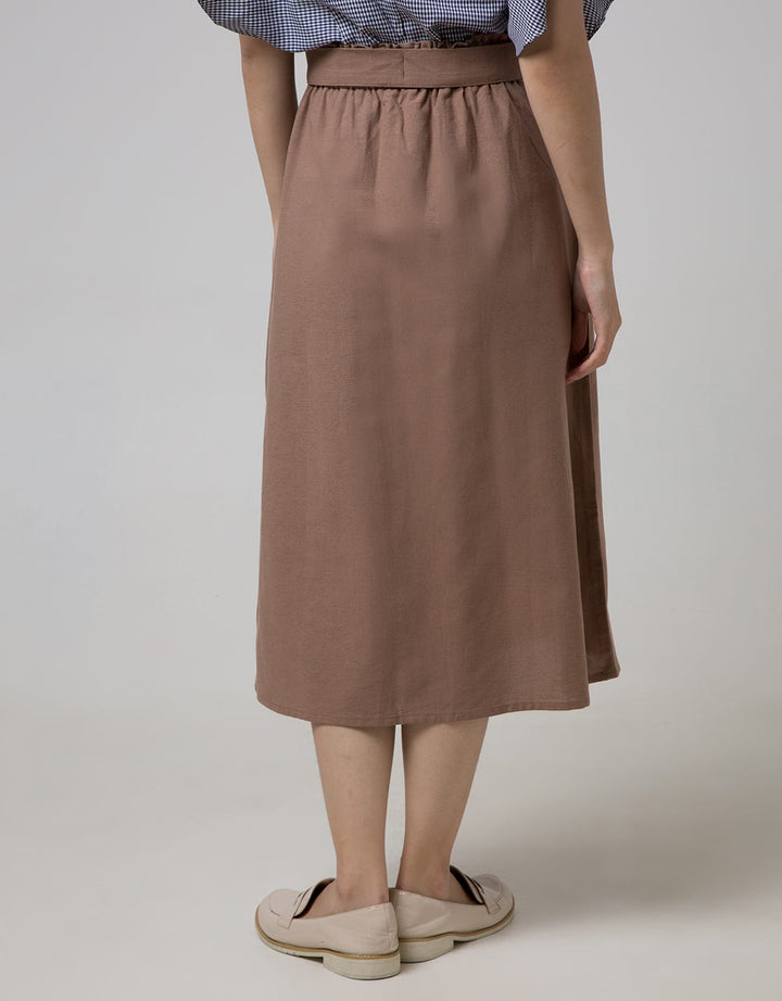Connexion Women's Casual Elastic Ramie Long Skirt 