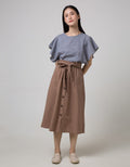 Connexion Women's Casual Elastic Ramie Long Skirt 