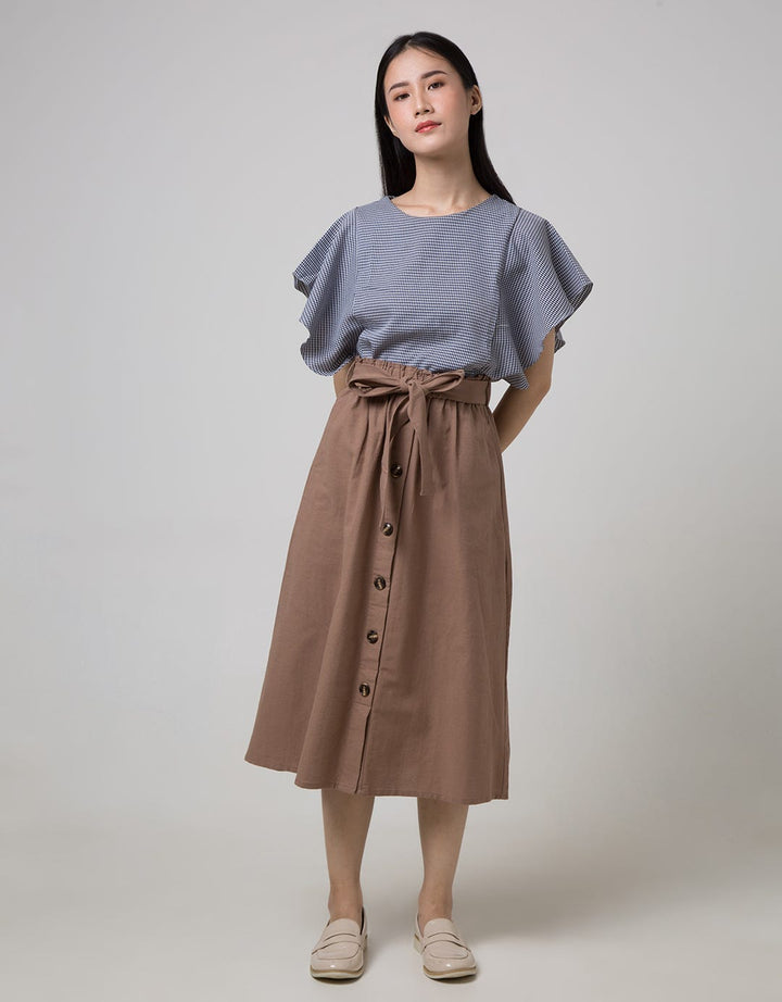 Connexion Women's Casual Elastic Ramie Long Skirt 
