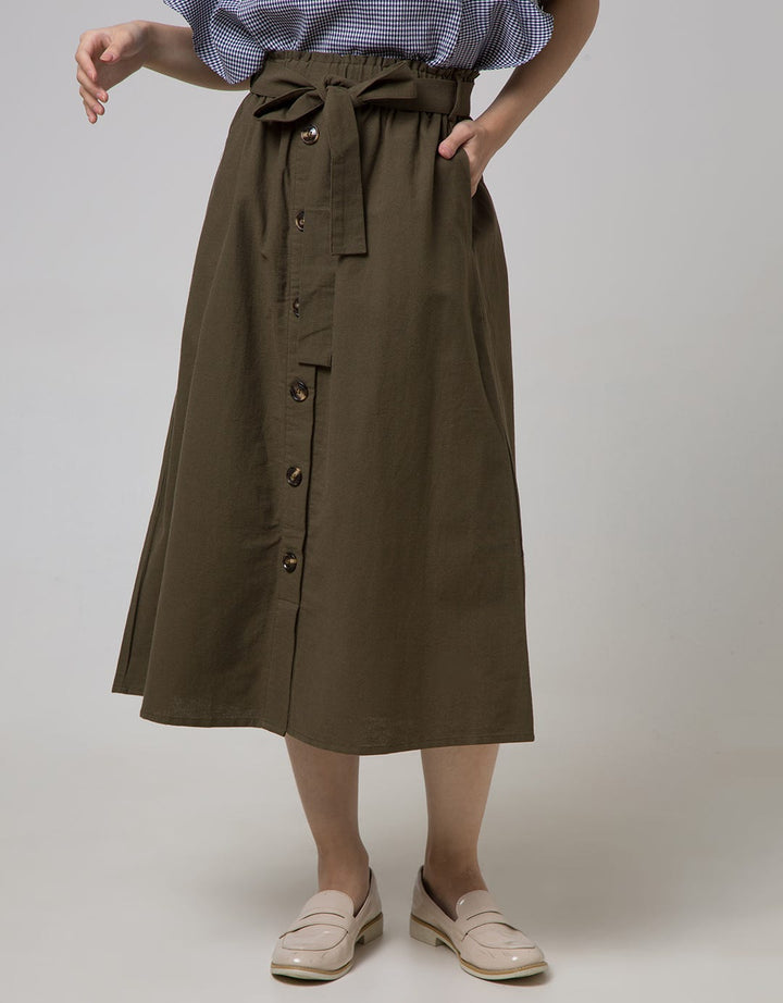 Connexion Women's Casual Elastic Ramie Long Skirt 