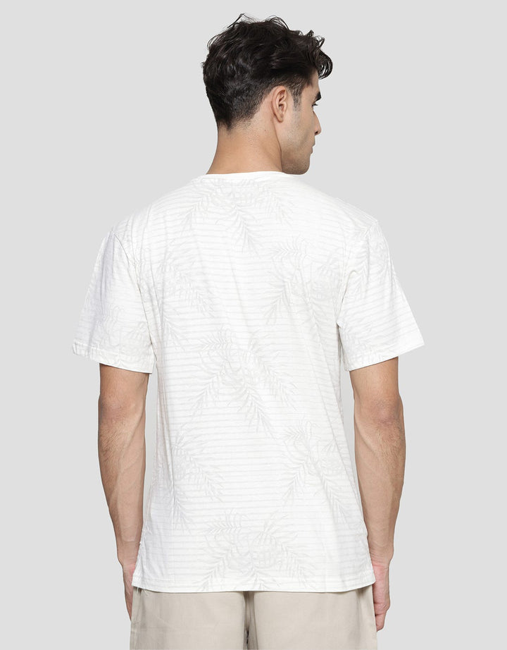 Details Stripe Leaves Kaos Casual Pria