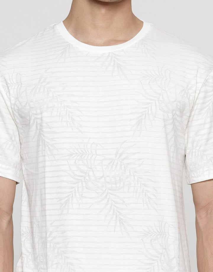 Details Stripe Leaves Kaos Casual Pria