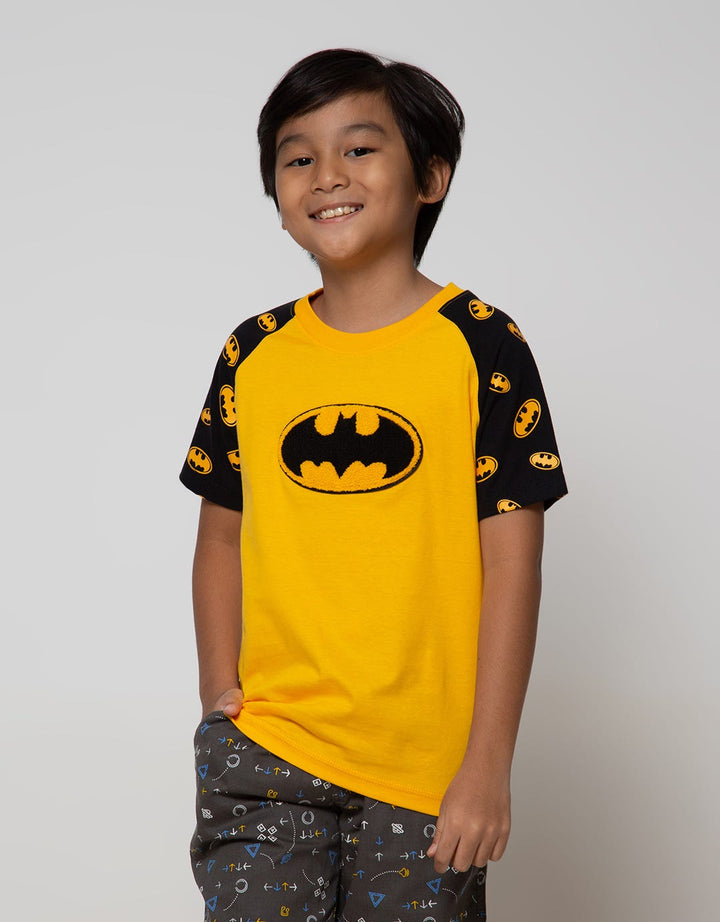 Character Batman Kaos Raglan Fullprint Logo Bordir