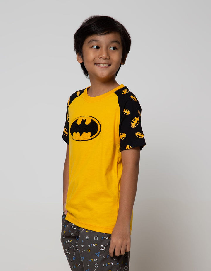 Character Batman Kaos Raglan Fullprint Logo Bordir