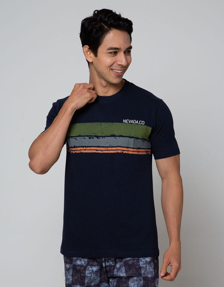 Nevada Short Sleeve T-Shirt Stripe Text