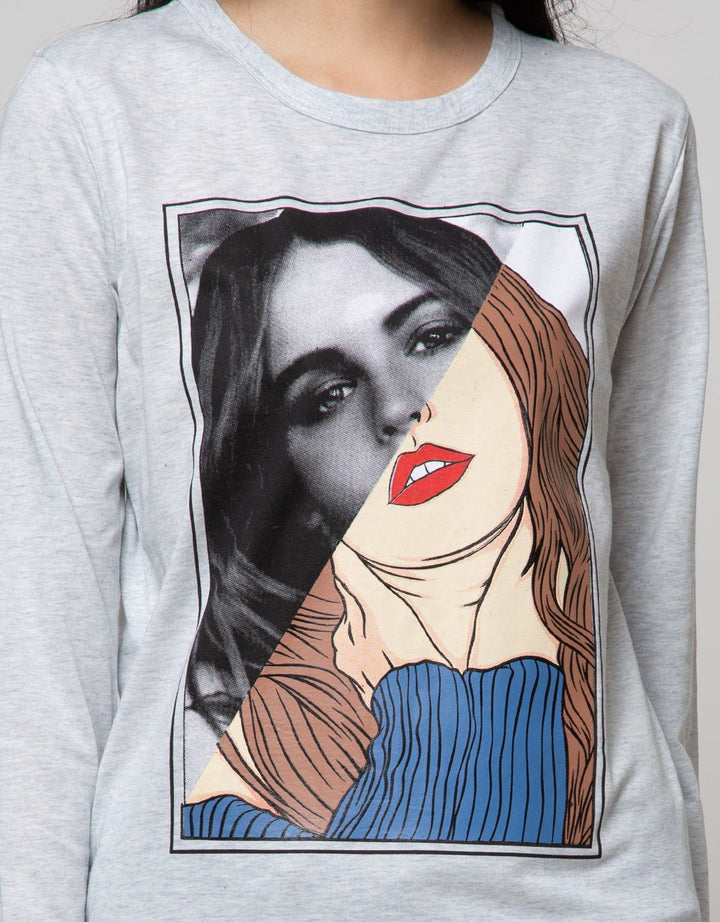 T Zone Long Sleeve T-Shirt Photoprint Regular Girly