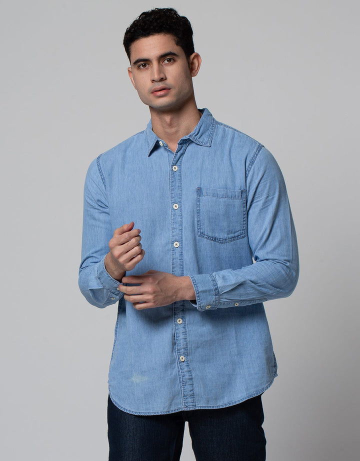 LS SHIRT PLAIN DENIM