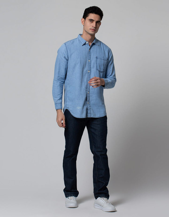 LS SHIRT PLAIN DENIM