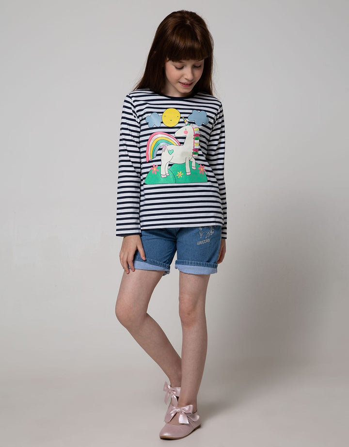 Little M Short Pants Silver Unicorn