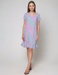 Nevada Short Sleeve Midi Dress Butterfly Stripe