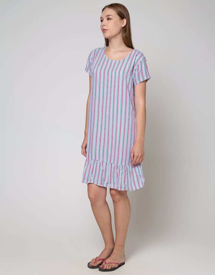 Nevada Short Sleeve Midi Dress Butterfly Stripe