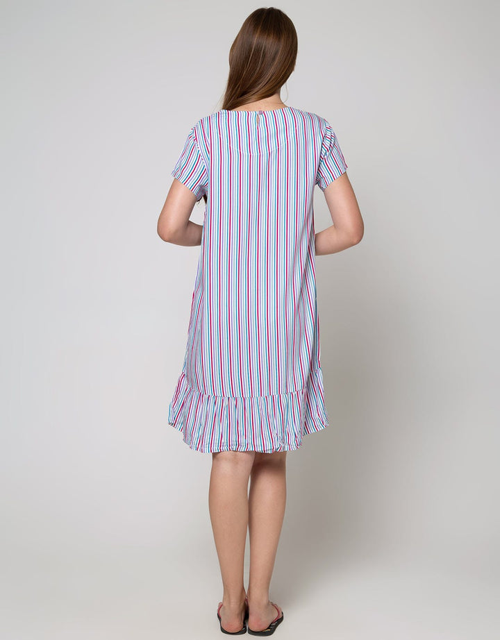 Nevada Short Sleeve Midi Dress Butterfly Stripe