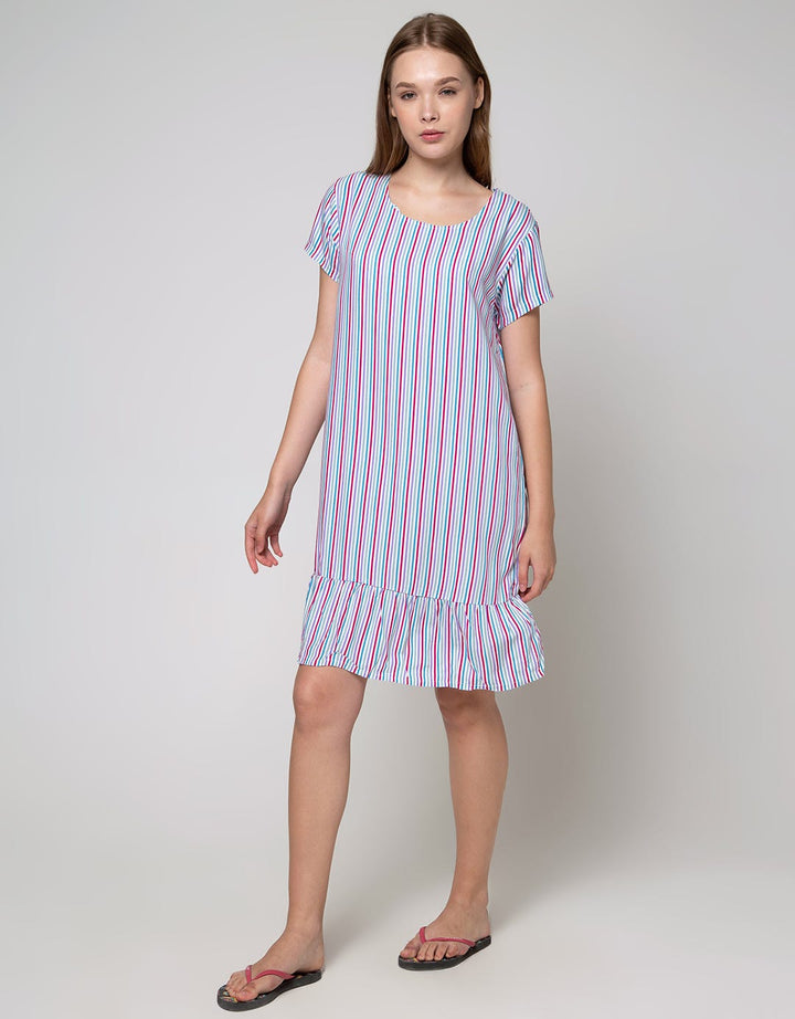 Nevada Short Sleeve Midi Dress Butterfly Stripe