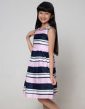 Kidz Too Short Sleeve Midi Dress Stripe Pique Big Stripe