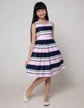 Kidz Too Short Sleeve Midi Dress Stripe Pique Big Stripe
