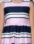 Kidz Too Short Sleeve Midi Dress Stripe Pique Big Stripe