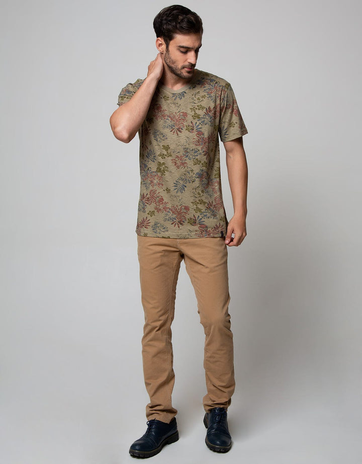 Details Short Sleeve T-Shirt Full Print Flower