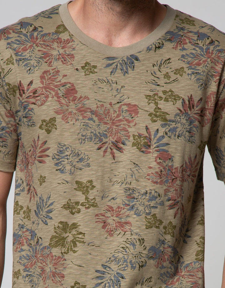 Details Short Sleeve T-Shirt Full Print Flower