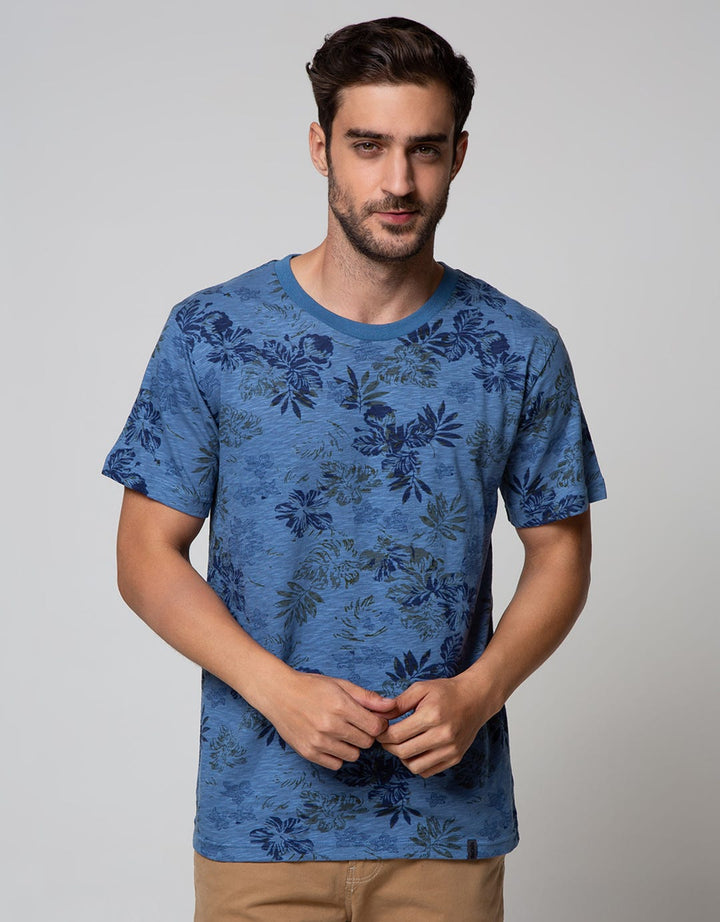 Details Short Sleeve T-Shirt Full Print Flower