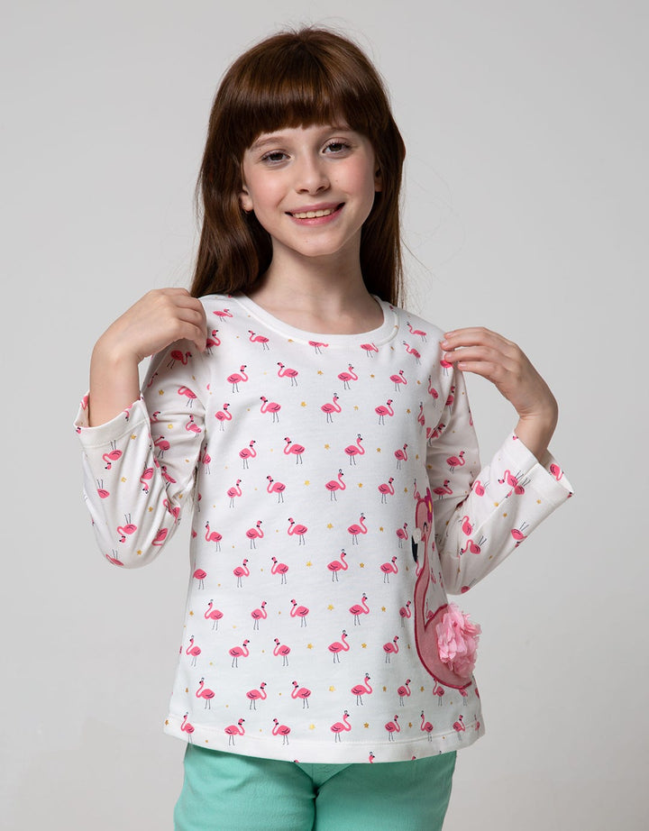 Little M Long Sleeve T-Shirt Screen Printed Flaminggo