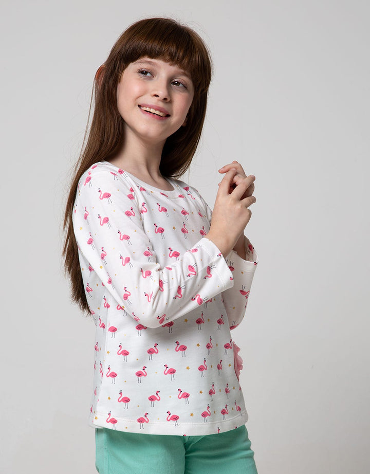Little M Long Sleeve T-Shirt Screen Printed Flaminggo