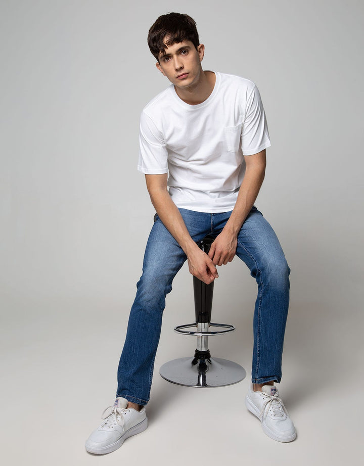 T Zone Short Sleeve T-Shirt Pocket Basic Tee Tone On Tone Kipb:White:S:Solid:Ss T-Shirt