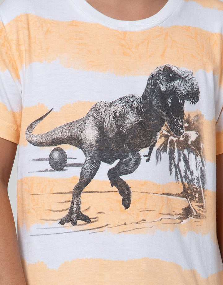 Little M Short Sleeve T-Shirt Fullprint Stripe Ombre Dino