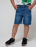 Little M Denim Short Pants Destroyed Karet