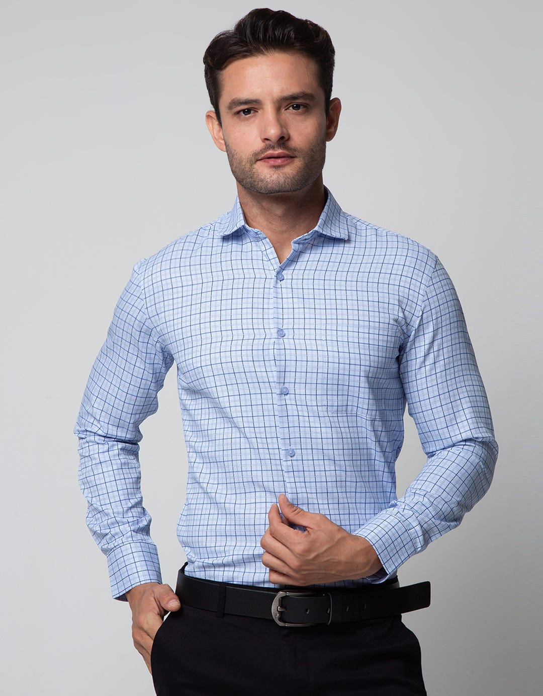Stanley Adams Long Sleeve Shirt Check Spread Collar
