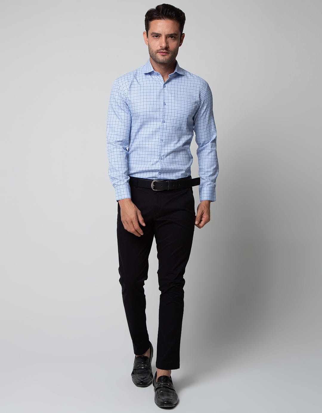 Stanley Adams Long Sleeve Shirt Check Spread Collar