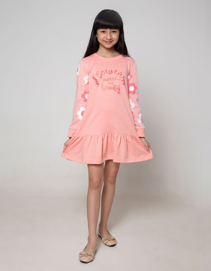 LS MIDI DRESS FLOWER
