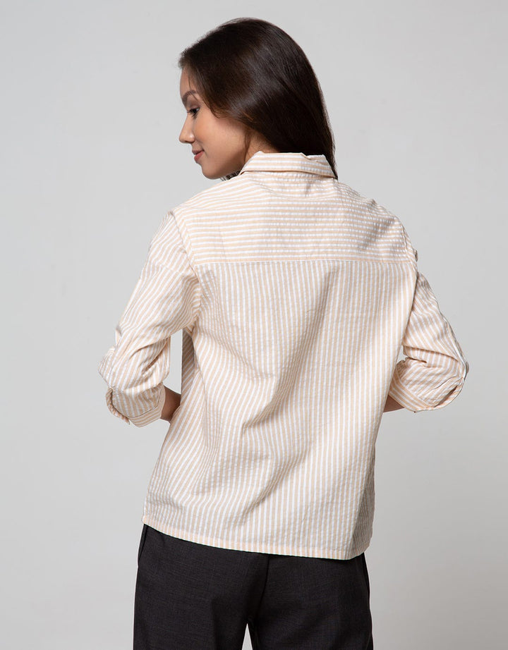 Details Long Sleeve Shirt Top Woven Seersucker