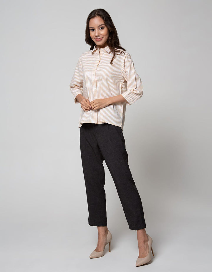 Details Long Sleeve Shirt Top Woven Seersucker