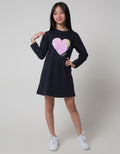 Aero Long Sleeve Midi Dress Sequin Heart