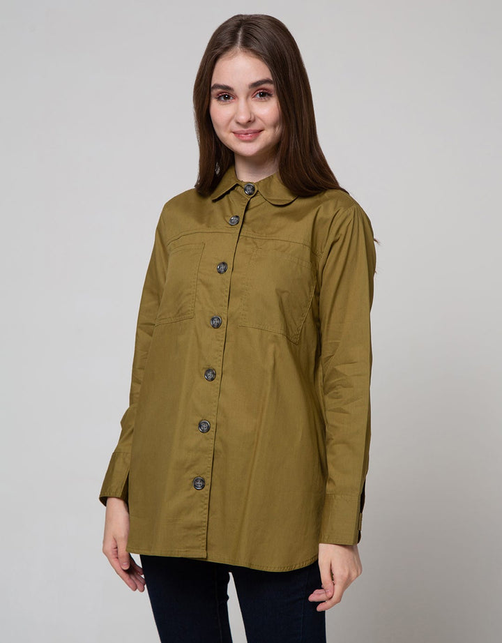 Details Long Sleeve Shirt Top Woven