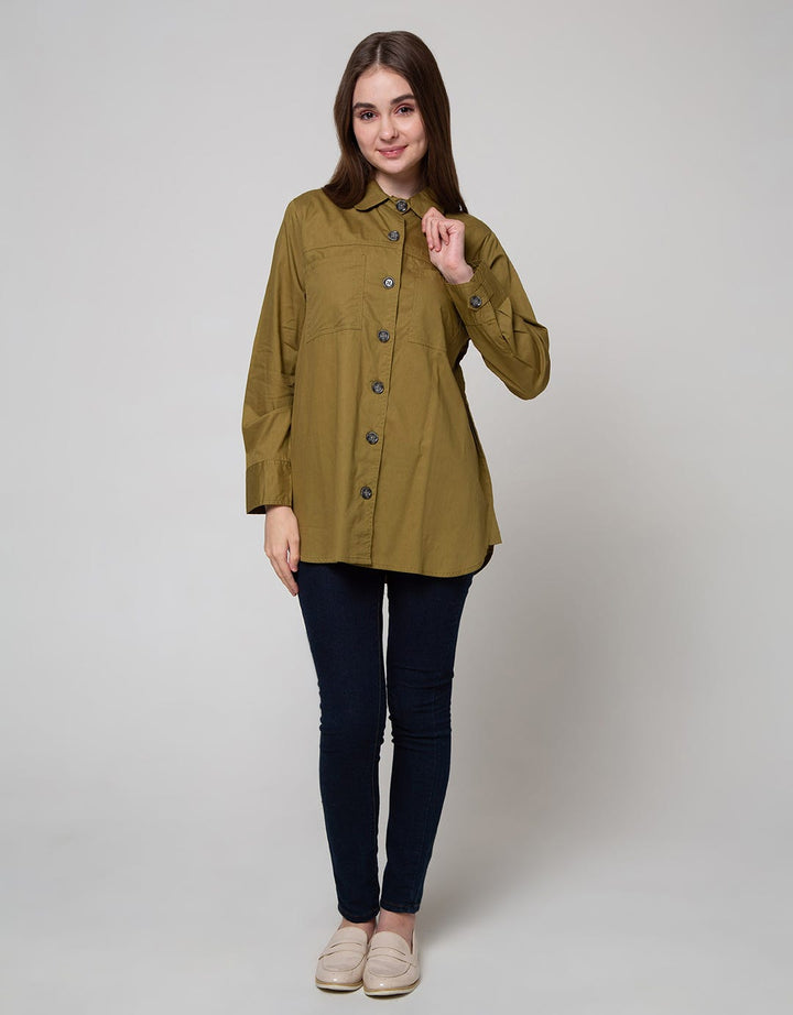 Details Long Sleeve Shirt Top Woven