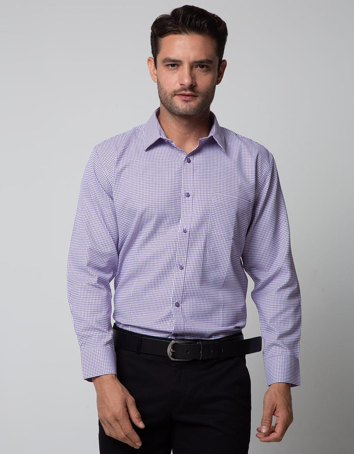 Stanley Adams Long Sleeve Shirt Check Point Collar