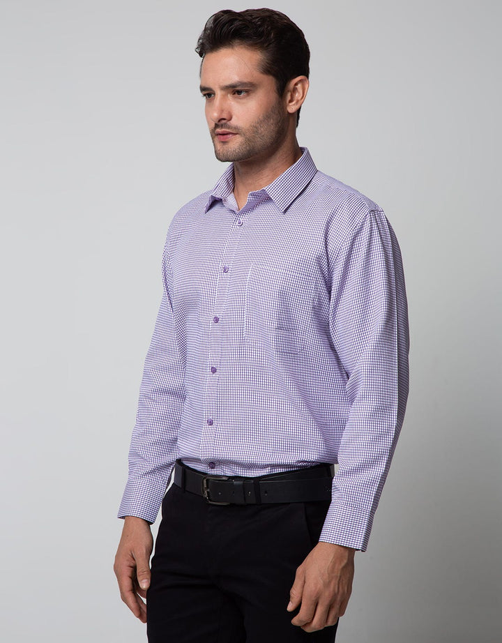 Stanley Adams Long Sleeve Shirt Check Point Collar
