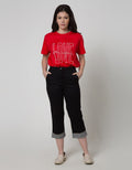 Details Rolled Houndstooth Celana Panjang Wanita