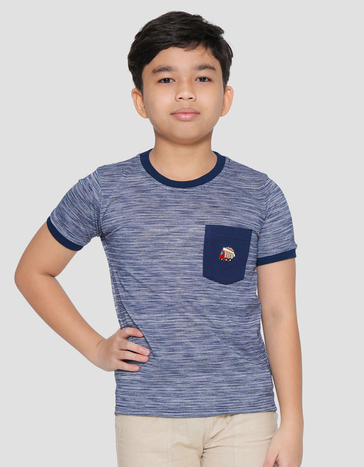Little M Pocket Embro Stripe Kaos Anak Laki-laki