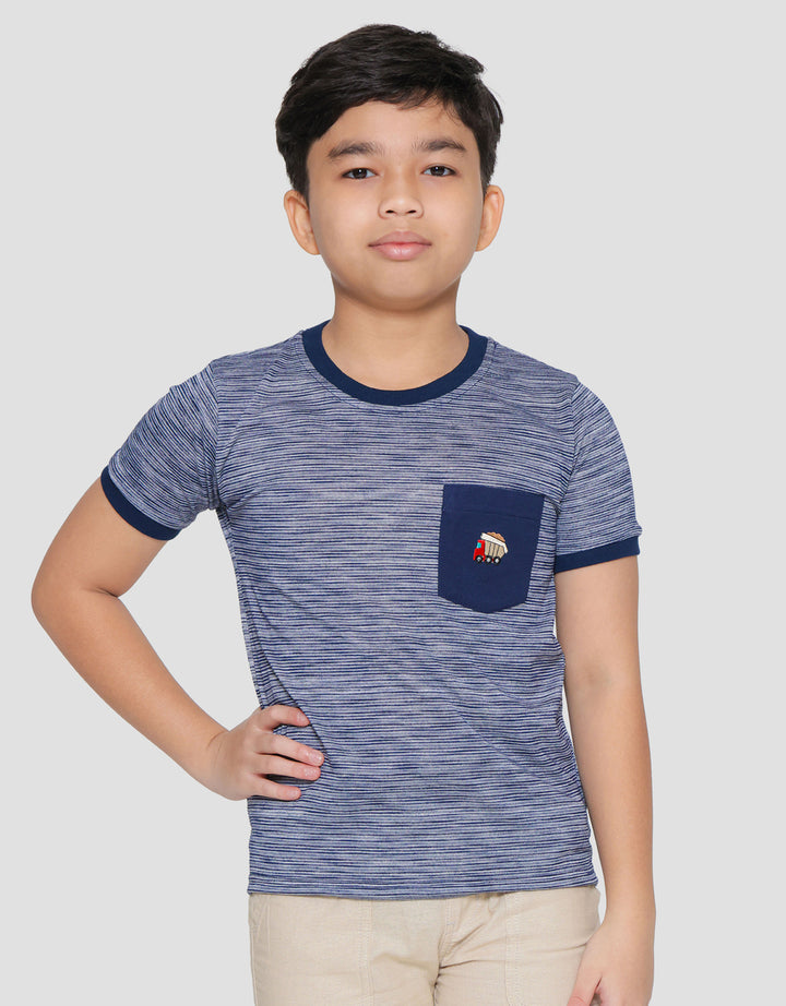 Little M Pocket Embro Stripe Boys T-Shirt